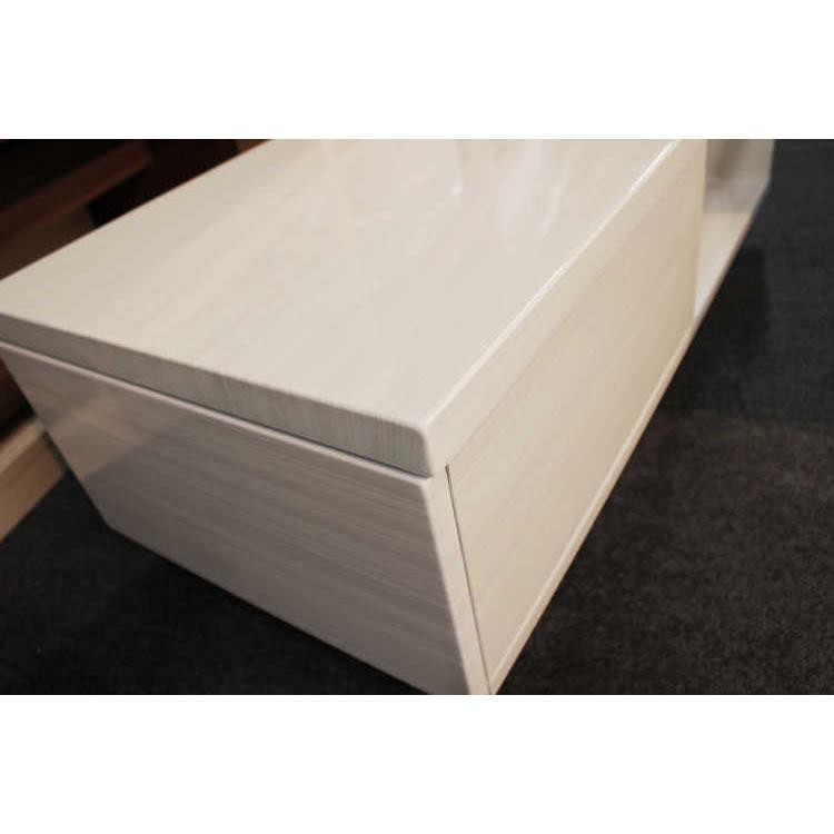 【地域限定SALE適応中！】センターテーブル　幅100cm　光沢　白　ホワイト　天然木製　タモ製　格子　引出　収納付 |  | 10