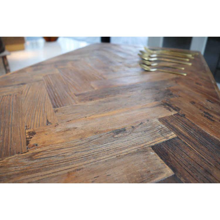 ローテーブル リビングテーブル センターテーブル ウッドテーブル 幅115cm 天然木製 エルム製 リンボーン柄 |  | 03