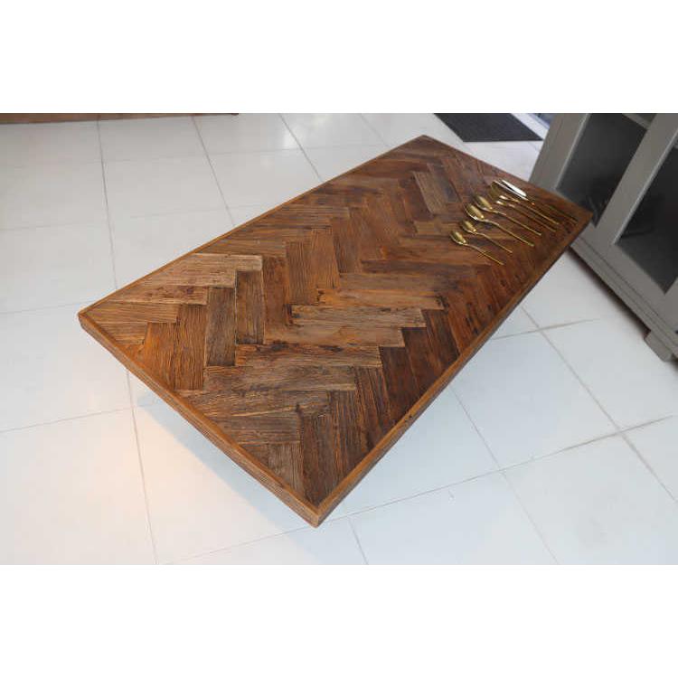 ローテーブル リビングテーブル センターテーブル ウッドテーブル 幅115cm 天然木製 エルム製 リンボーン柄 |  | 07