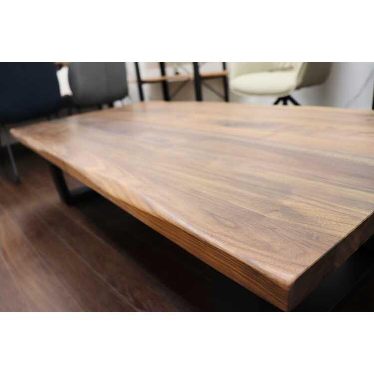【地域限定SALE適応中！】ローテーブル 幅150cm 天然木製 ウォールナット 無垢製 オイル塗装 スチール脚 カントリー おしゃれ 高級 机 リビングテーブル 大きい |  | 03