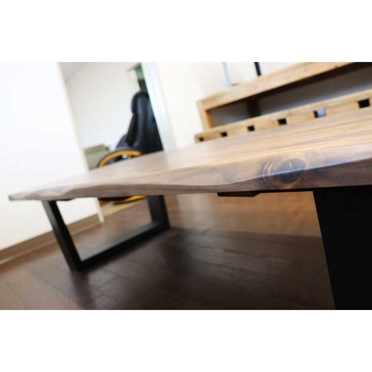 【地域限定SALE適応中！】ローテーブル 幅150cm 天然木製 ウォールナット 無垢製 オイル塗装 スチール脚 カントリー おしゃれ 高級 机 リビングテーブル 大きい |  | 07