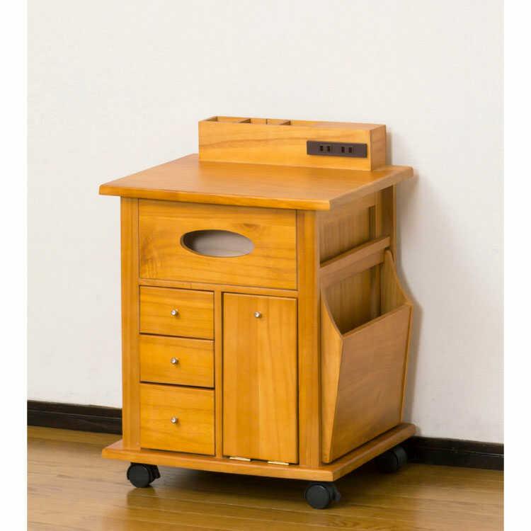 収納 ワゴン サイドテーブル キャスター付 コンセント付 引き出し 大容量 木製 天然木 シンプル ナチュラル 北欧 リビング キッチン テーブル 机 |  | 10