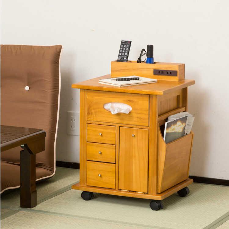 収納 ワゴン サイドテーブル キャスター付 コンセント付 引き出し 大容量 木製 天然木 シンプル ナチュラル 北欧 リビング キッチン テーブル 机 |  | 11