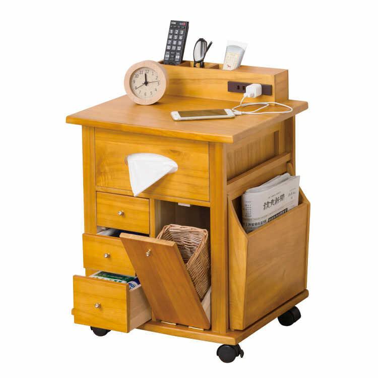 収納 ワゴン サイドテーブル キャスター付 コンセント付 引き出し 大