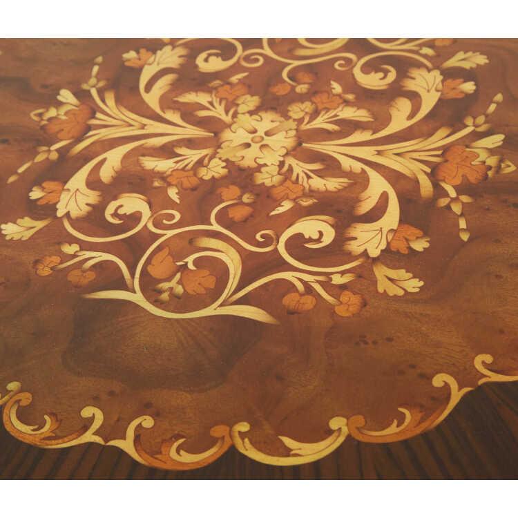 アンティーク 八角形 木製 テーブル 花模様の象嵌　カフェテーブル アンティーク 八角形 木製 テーブル 花模様の象嵌カフェテーブル