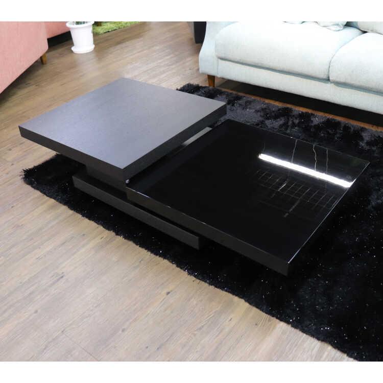 リビングテーブル モダン モノトーン ブラック グレー 天板可動式 木製