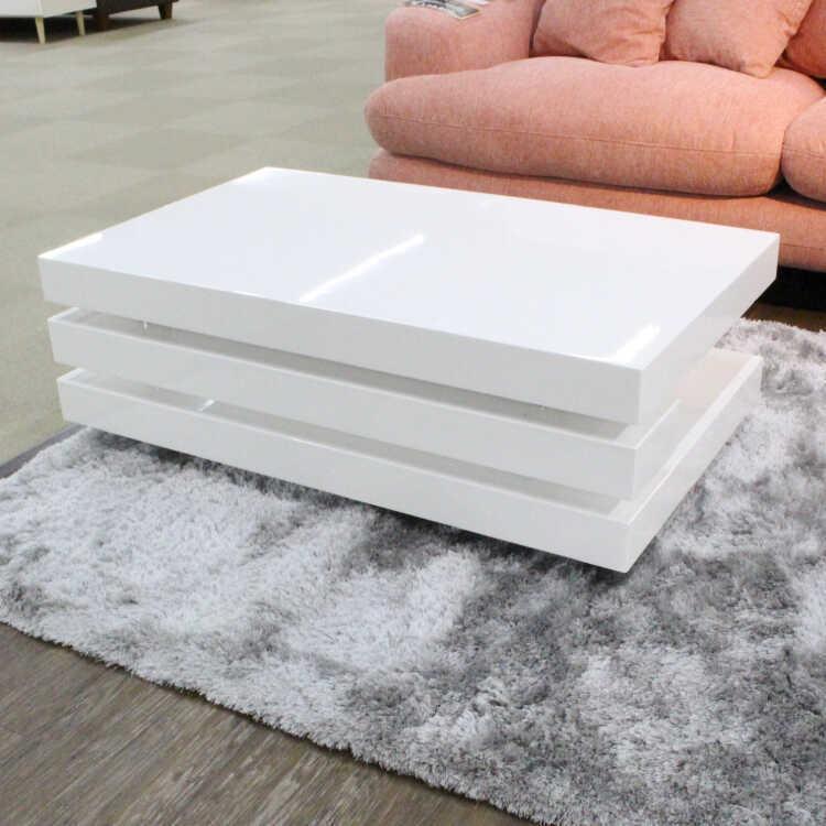 送料無料【未使用】ピアノ塗装センターテーブル リビングテーブルホワイト鏡面 送料無料【未使用】ピアノ塗装センターテーブル リビング