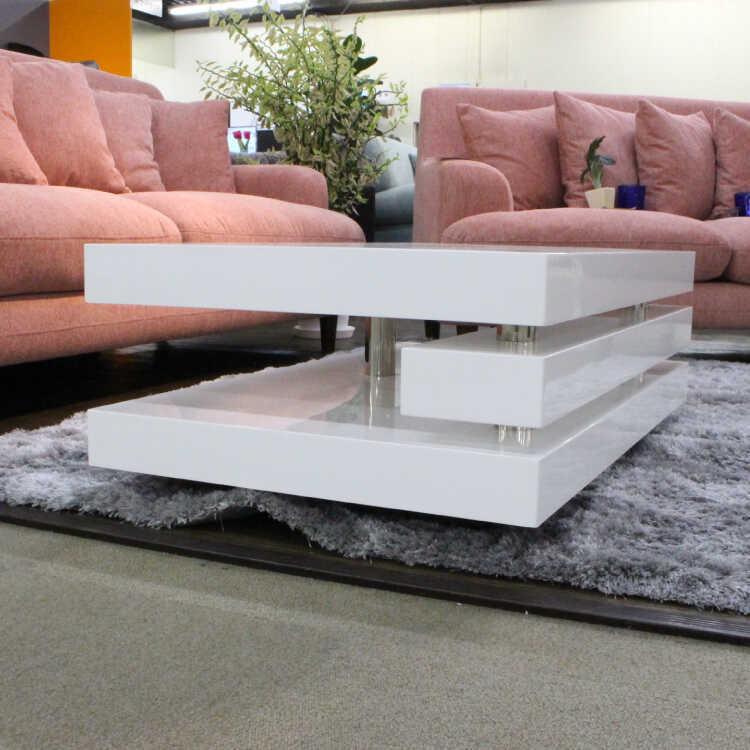 センターテーブル おしゃれ 白 幅100cm 鏡面 光沢 ホワイト