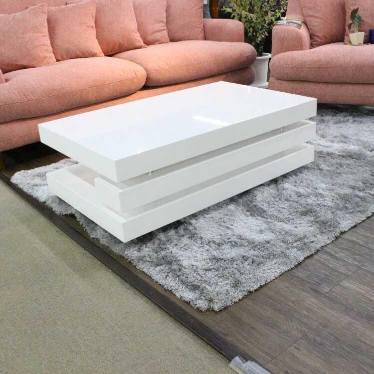 センターテーブル おしゃれ 白 ホワイト モダン 幅120cm 鏡面 光沢