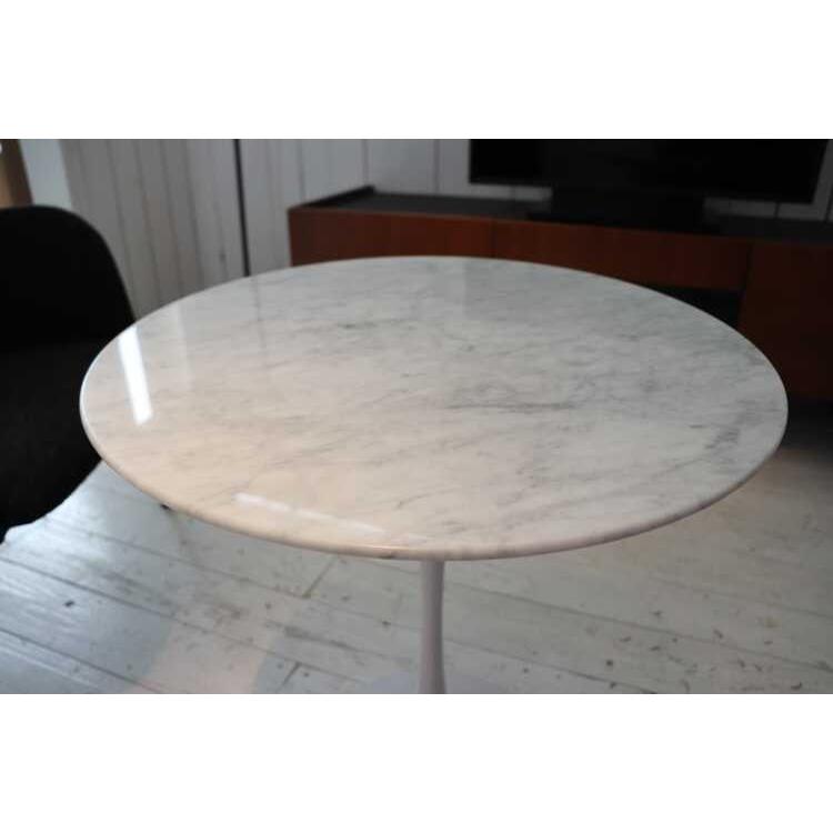 サイドテーブル 大理石 円形 ラウンド ホワイト系 一本脚 白系