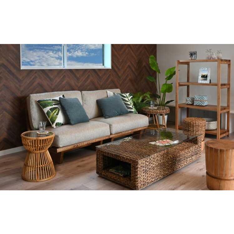 ローテーブル 長方形 おしゃれ ガラス アジアン リゾート風 完成品 幅120cm センターテーブル リビングテーブル 机 バナナリーフ 高級 南国 |  | 15