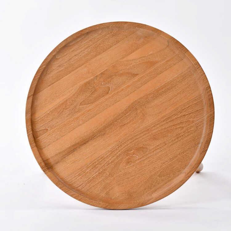 サイドテーブル 丸 天然木 無垢 チーク おしゃれ 北欧 完成品 ミニテーブル ナチュラル シンプル 直径45cm 木製 単品 リビング 寝室 おすすめ |  | 02