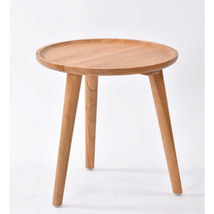 サイドテーブル 丸 天然木 無垢 チーク おしゃれ 北欧 完成品 ミニテーブル ナチュラル シンプル 直径45cm 木製 単品 リビング 寝室 おすすめ |  | 03