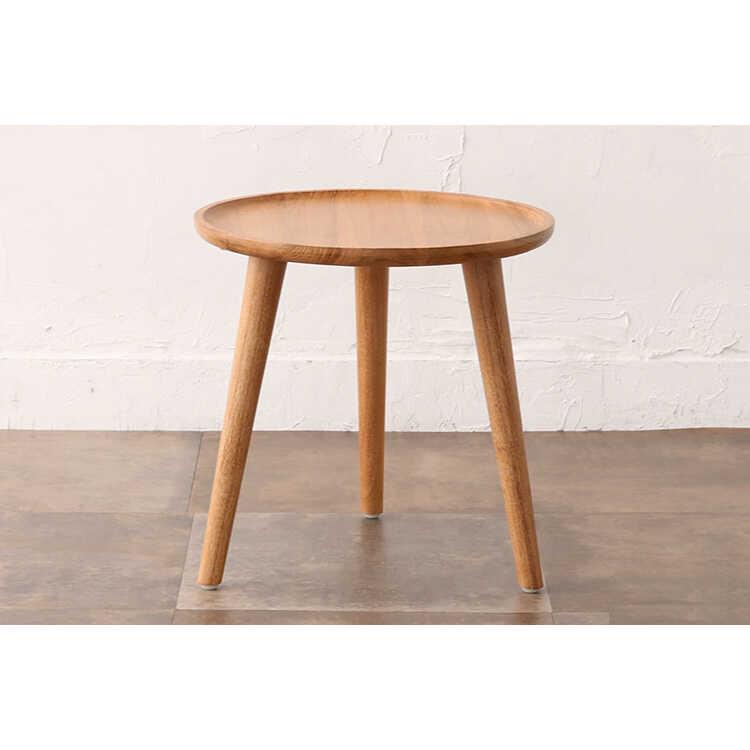 サイドテーブル 丸 天然木 無垢 チーク おしゃれ 北欧 完成品 ミニテーブル ナチュラル シンプル 直径45cm 木製 単品 リビング 寝室 おすすめ |  | 07