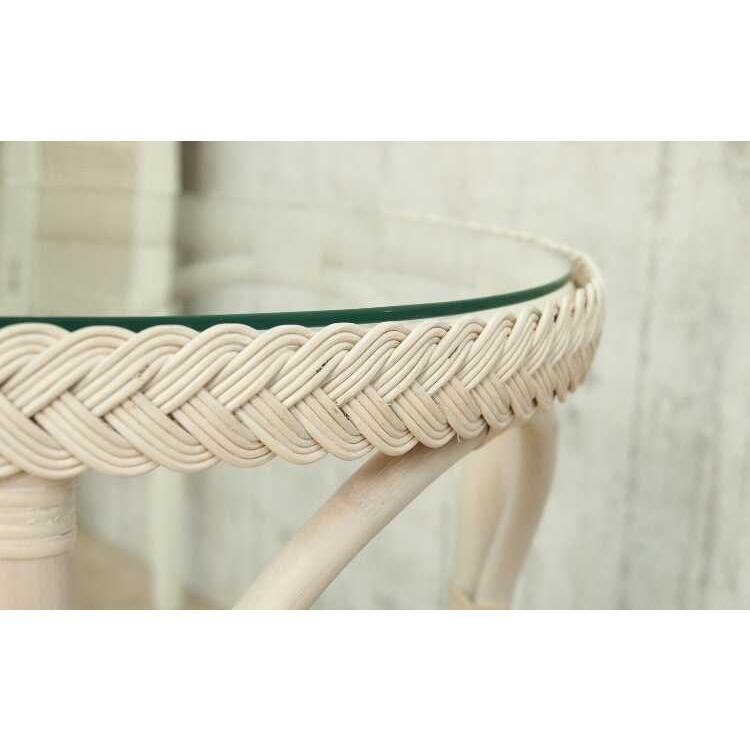 サイドテーブル 丸 ホワイト ラタン ガラス天板 完成品 おしゃれ 籐 白 かわいい ガーリー フレンチ エレガント 直径50cm 姫系 インテリア |  | 04