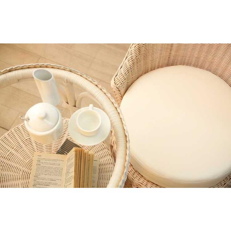 サイドテーブル 丸 ホワイト ラタン ガラス天板 完成品 おしゃれ 籐 白 かわいい ガーリー フレンチ エレガント 直径50cm 姫系 インテリア |  | 05