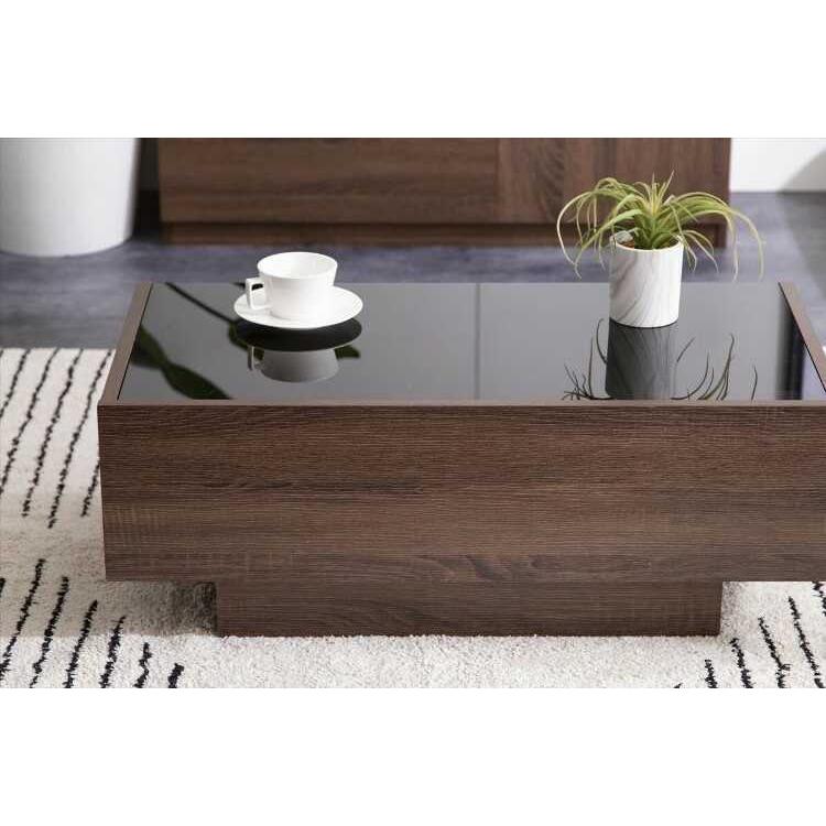 リビングテーブル 引き出し 収納 北欧 モダン ガラス天板 おしゃれ