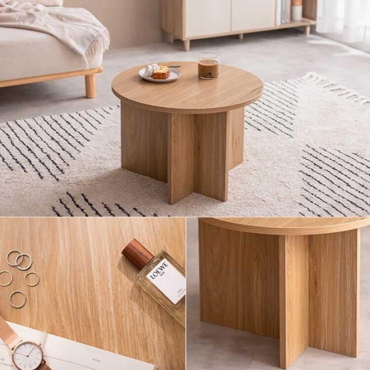 センターテーブル 丸テーブル ラウンド 丸型 円形 おしゃれ 木製 北欧 ナチュラル 木目調 コンパクト 幅55 円卓 カフェテーブル ローテーブル |  | 03