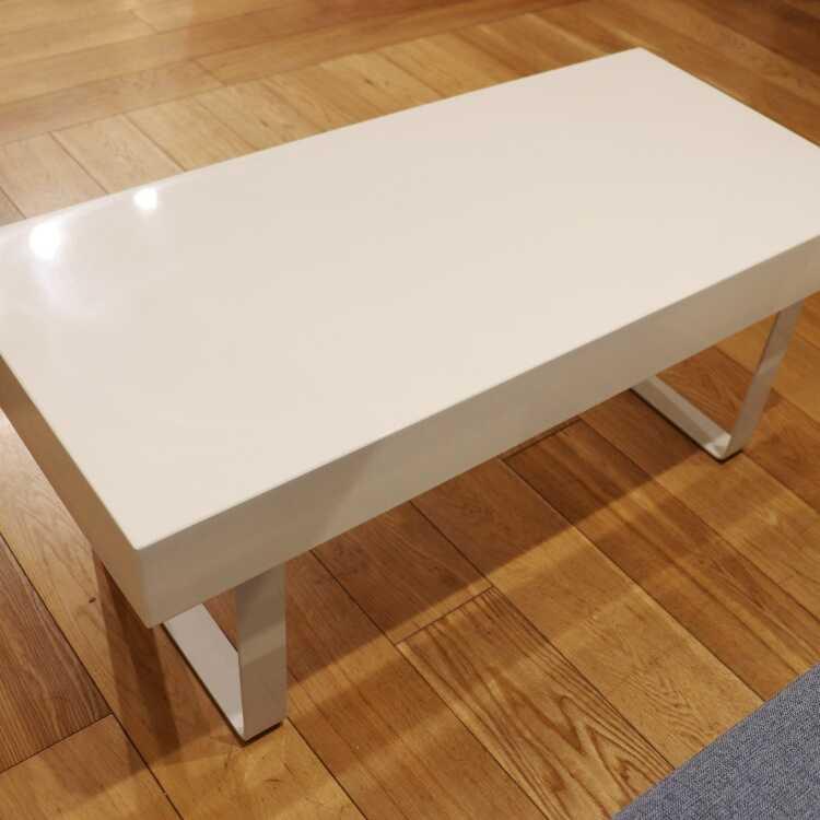 幅100cm・光沢ホワイトが綺麗な収納付きセンターテーブル 白 ロー