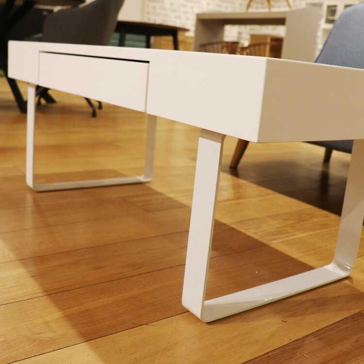 幅100cm・光沢ホワイトが綺麗な収納付きセンターテーブル 白 ロー