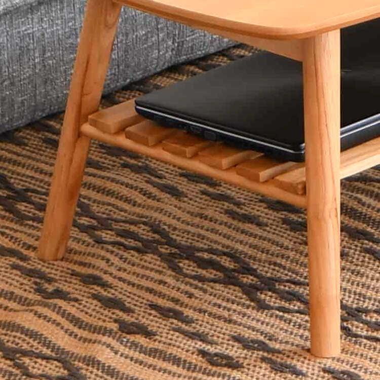 幅105cm・センターラインがお洒落な折りたたみ＆棚付きセンターテーブル 天然木オーク製 ナチュラル色 ローテーブル リビングテーブル コーヒーテーブル 可愛い |  | 07