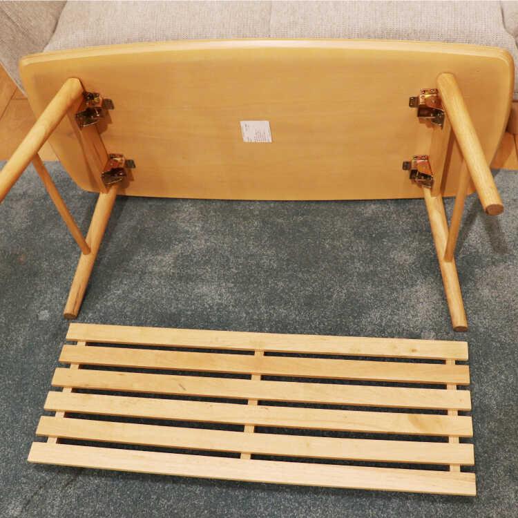 幅105cm・センターラインがお洒落な折りたたみ＆棚付きセンターテーブル 天然木オーク製 ナチュラル色 ローテーブル リビングテーブル コーヒーテーブル 可愛い |  | 08