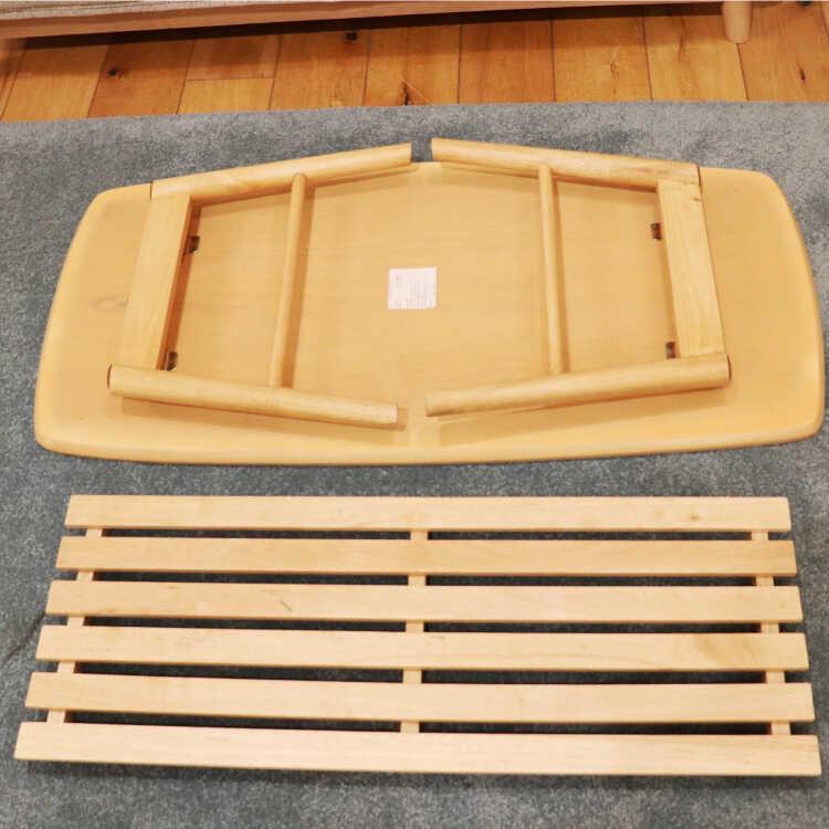 幅105cm・センターラインがお洒落な折りたたみ＆棚付きセンターテーブル 天然木オーク製 ナチュラル色 ローテーブル リビングテーブル コーヒーテーブル 可愛い |  | 09