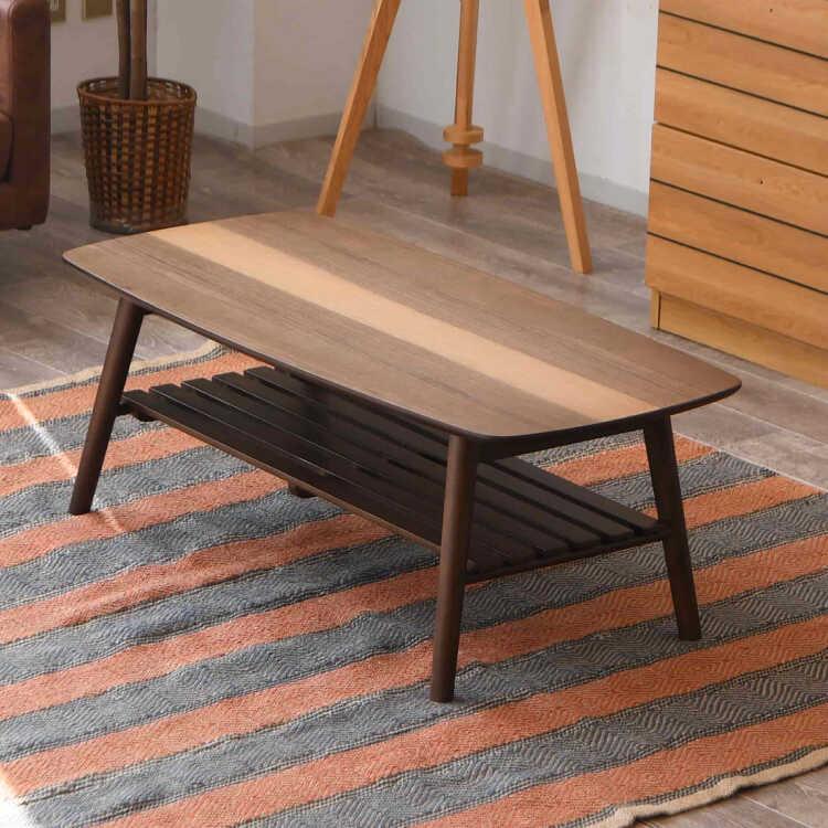 幅105cm・センターラインがお洒落な折りたたみ＆棚付きリビング