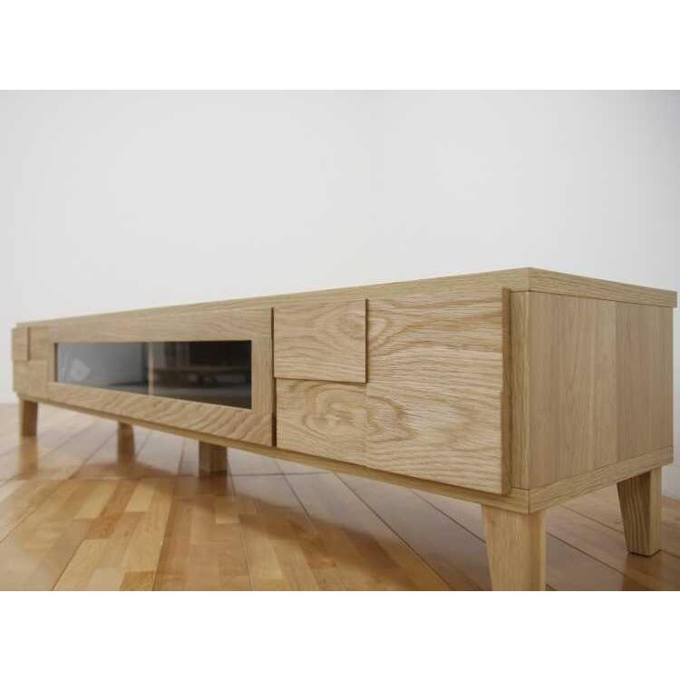 新品☆モダンなテレビボード テレビ台 オープンボード ローボード オーク無垢 テレビボード TV台 ローボード 幅180cm ナチュラル色 天然木 ホワイト