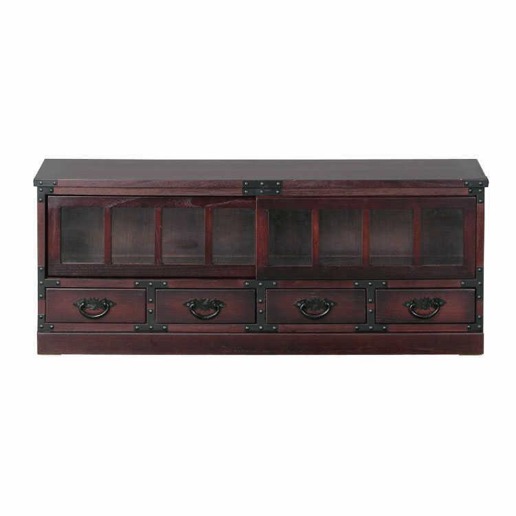 ローボード テレビ台 TVボード 幅100cm 民芸家具調 ブラウン