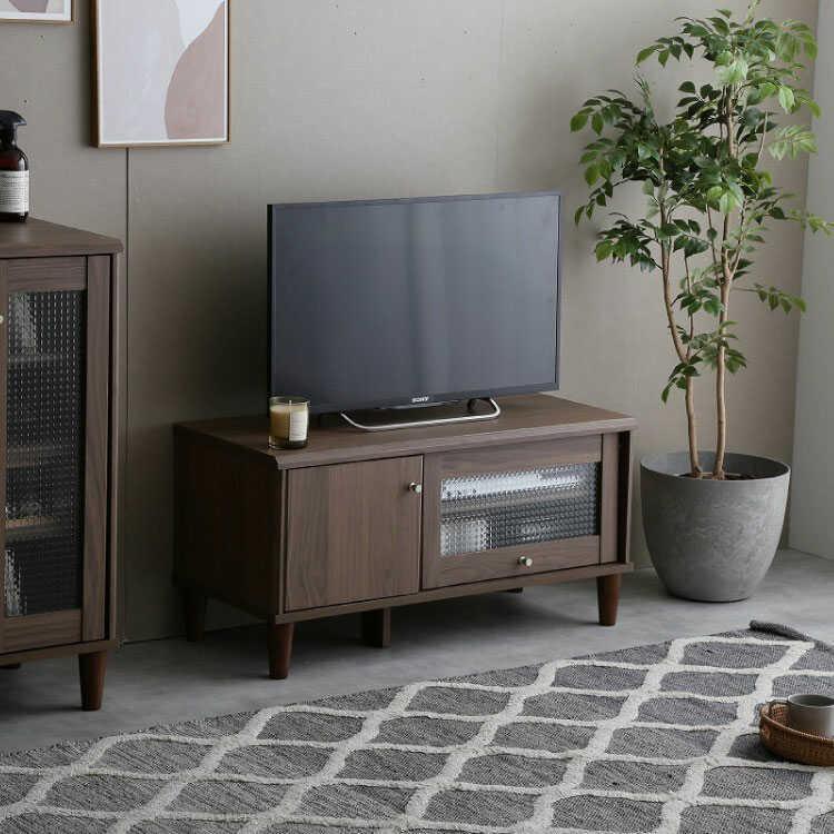 ブラウン木製テレビ台 ガラス扉付き 木製テレビ台 ガラス扉付き ブラウン 木製ブラウンテレビボード ガラス