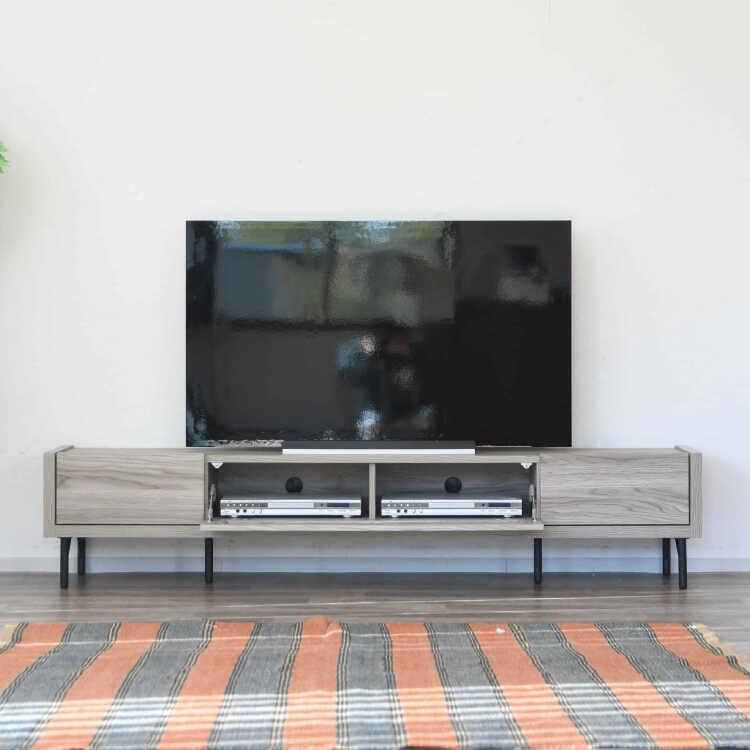 幅200cm・シャビーでかっこいいテレビボード 完成品 グレー木目