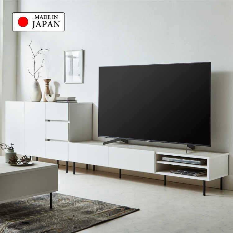 輸入家具　高級大理石　TV台 幅180cm・ホワイト大理石柄のモダンな日本製テレビ台 搬入設置サービス