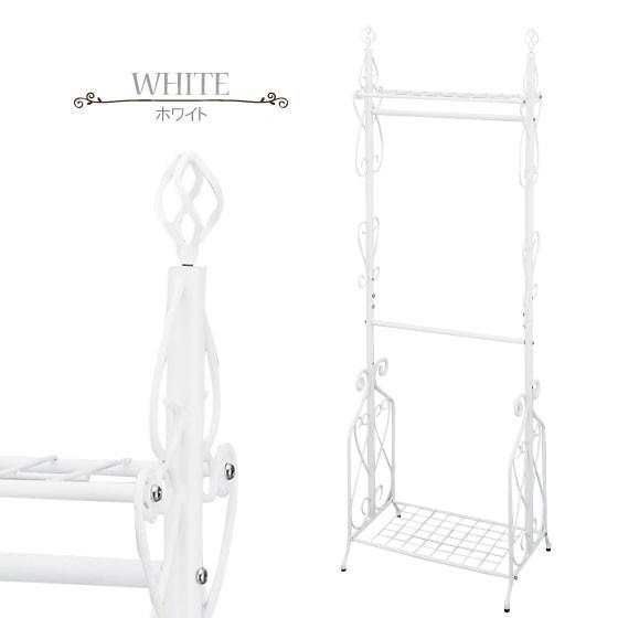 ハンガーラック 2段 ダブル 幅63cm アイアン製 欧風 ヨーロピアン 棚付