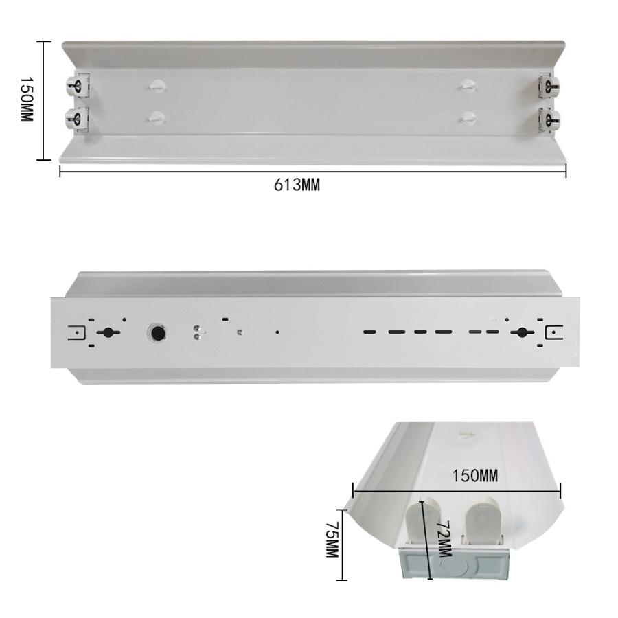 LED蛍光灯用照明器具 笠付トラフ型 20W形2灯用 ランプ別売り LEDベース