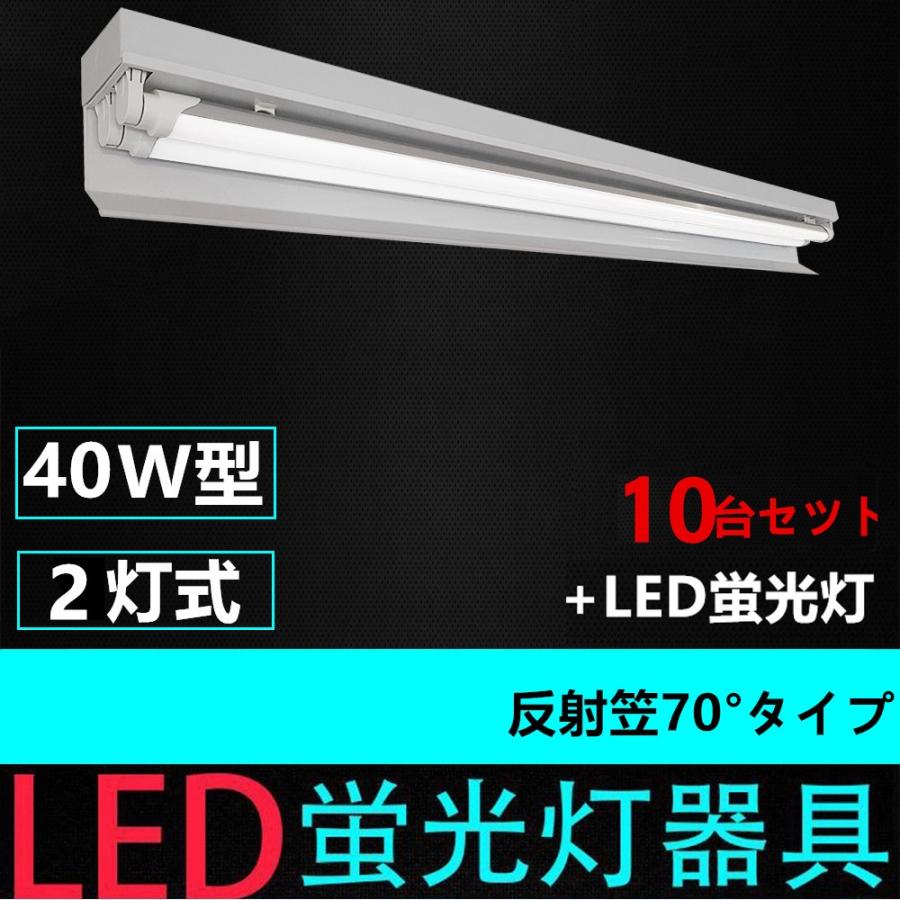10台セツト直管LED蛍光灯用照明器具 反射笠70°タイプ 40W形2灯用 10台セツト直管LED蛍光灯用照明器具 反射笠70°タイプ 40W形2灯用