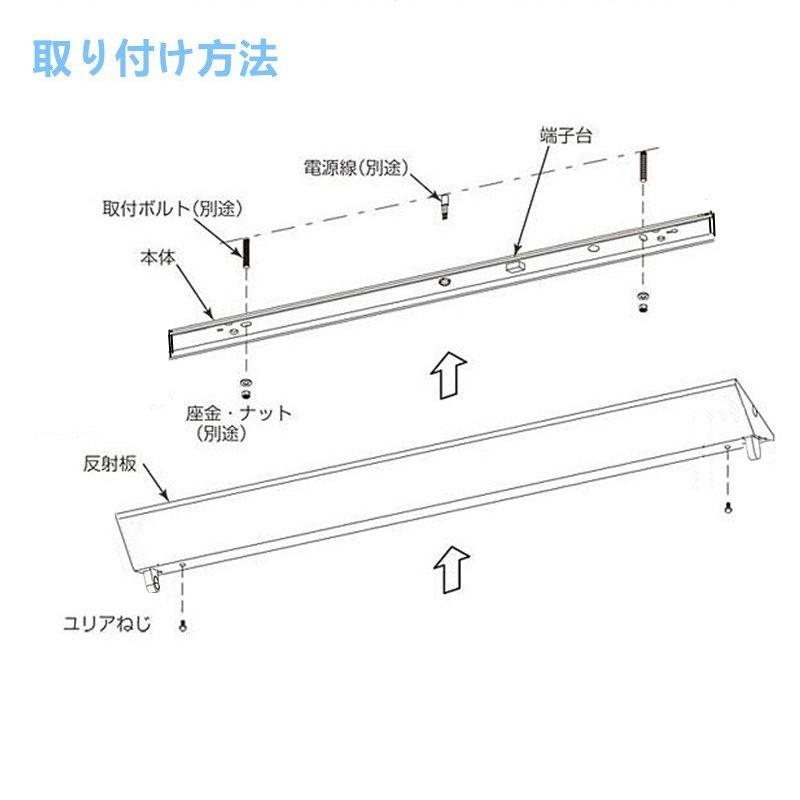 直管LED蛍光灯用照明器具 逆富士型 20W形1灯用　LED蛍光灯付き　LEDベースライト型　一体型　LED蛍光灯照明器具｜interiasanwajapan｜04