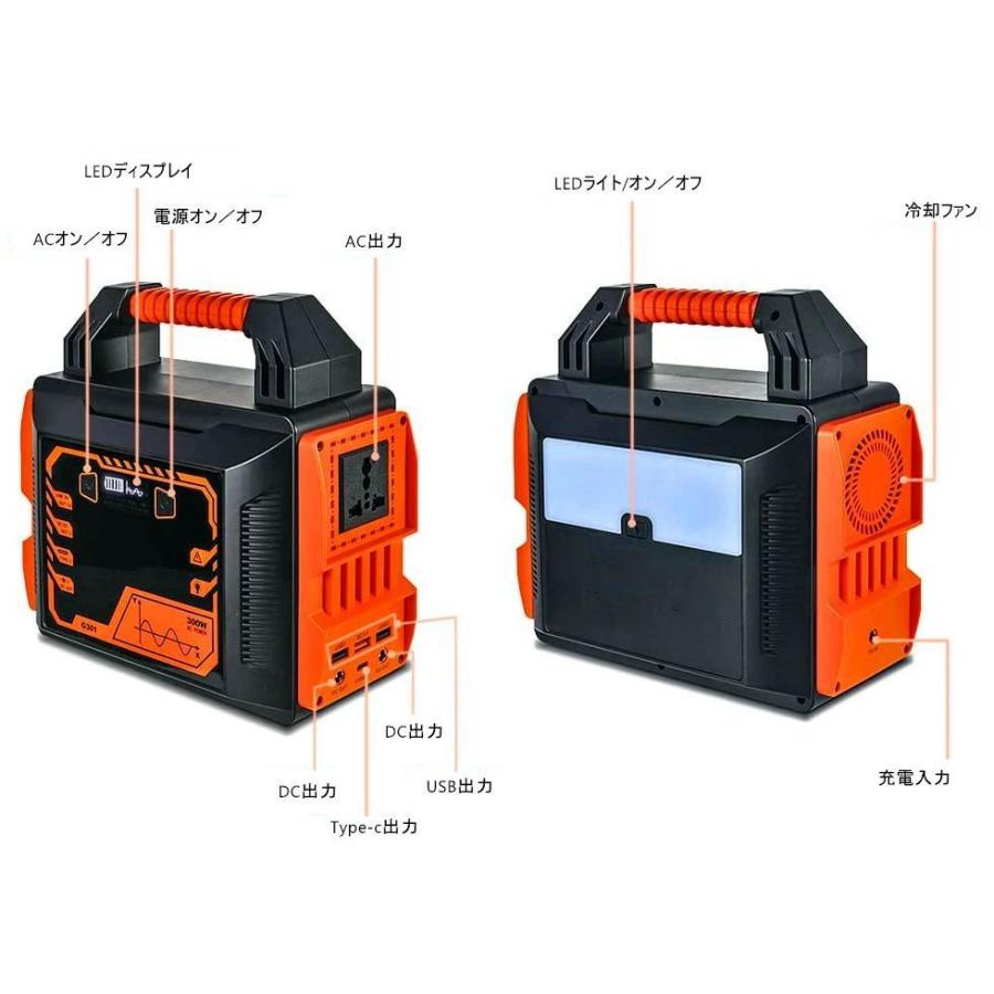 ポータブル電源 大容量 発電機 300W 家庭用 蓄電池 純正弦波 ソーラー
