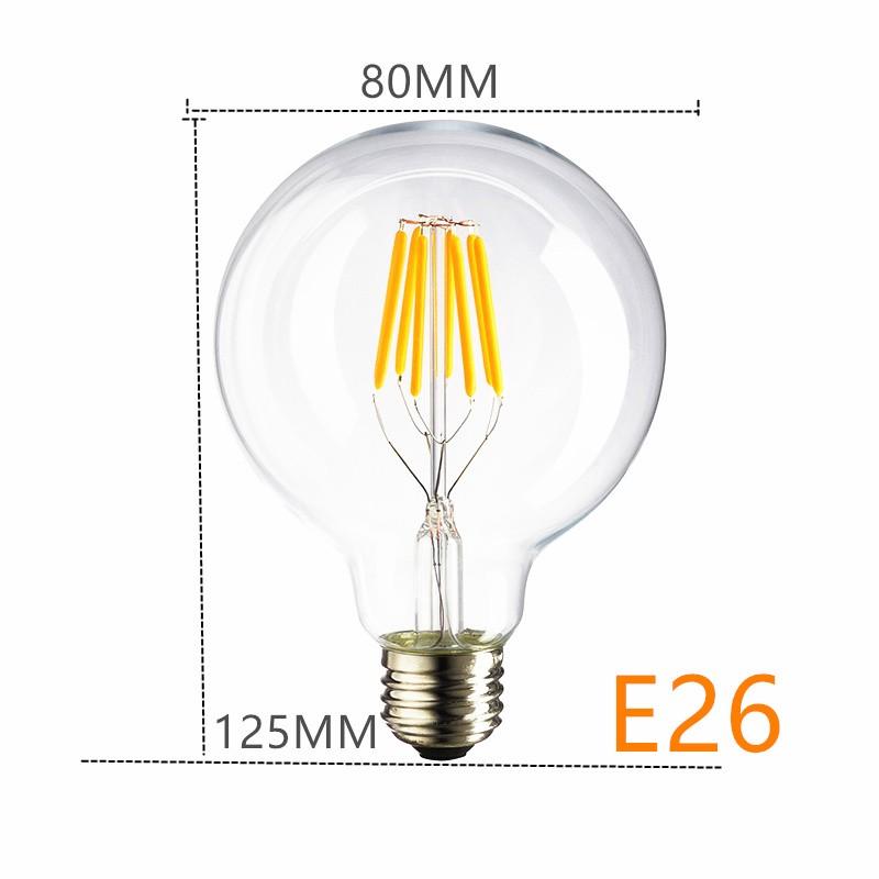LED電球 E26フィラメント ボール電球 レトロ ボール球8W 電球色2700K