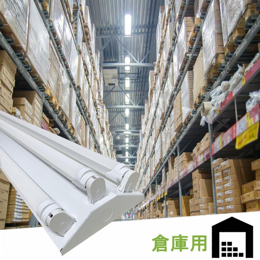 LED蛍光灯照明器具 逆富士型 40W型 3灯式 LED蛍光灯付き 天井照明 LEDベースライト LED直管蛍光灯器具10台セットの画像