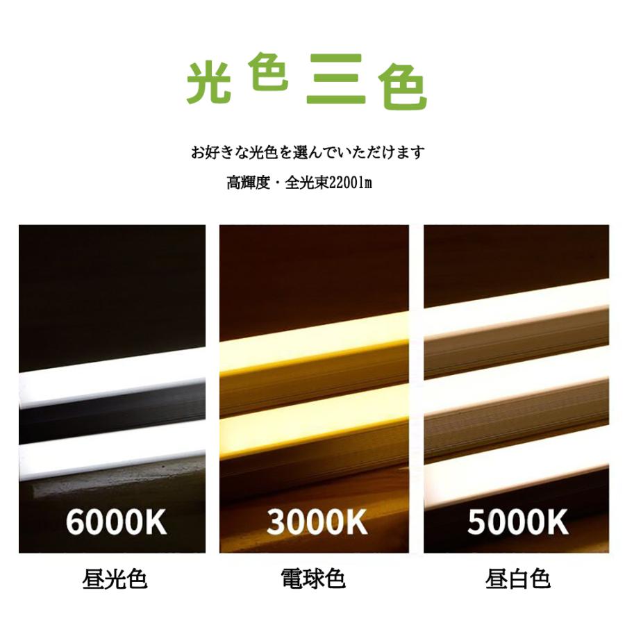 LED蛍光灯照明器具 逆富士型 40W型 3灯式 LED蛍光灯付き 天井照明 LEDベースライト LED直管蛍光灯器具10台セットの画像