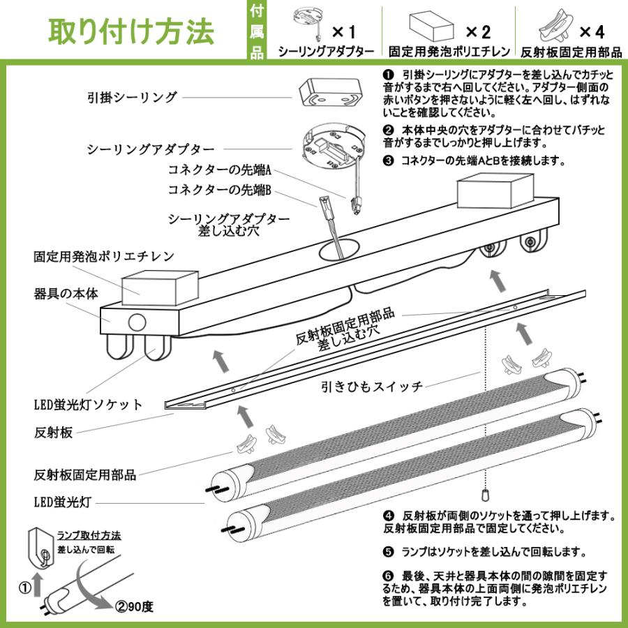 LED蛍光灯照明器具 引掛シーリング式 トラフ型 引きひもスイッチタイプ