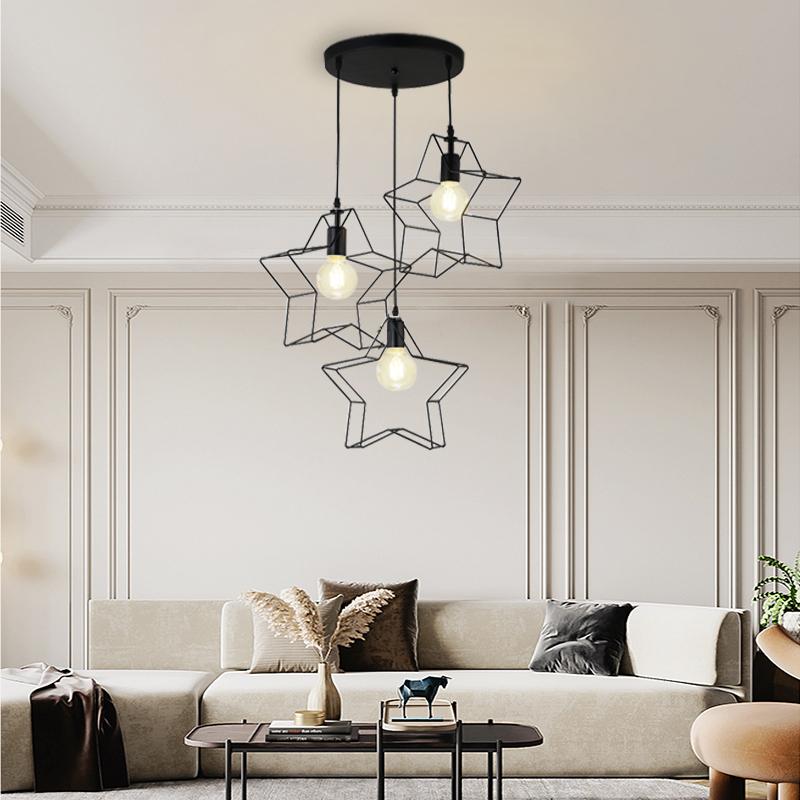シーリングライト3灯星型LED電球付きペンダントライト北欧 E26