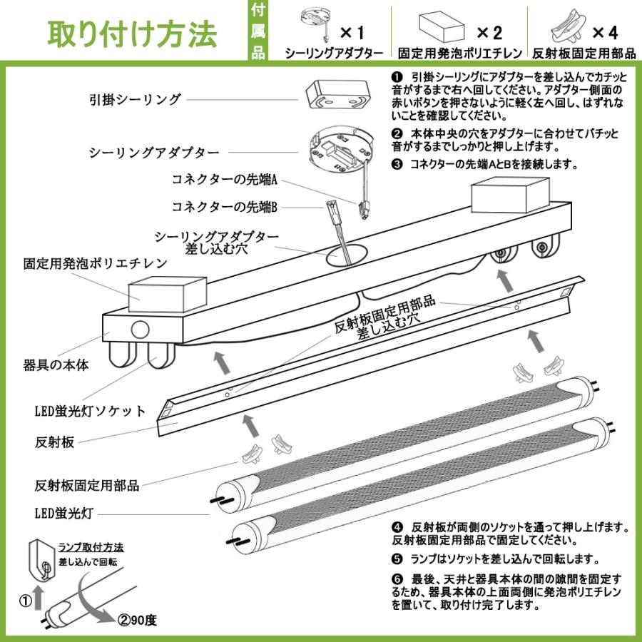 LED蛍光灯照明器具 引掛シーリング式 笠付トラフ型 40W型 2灯式