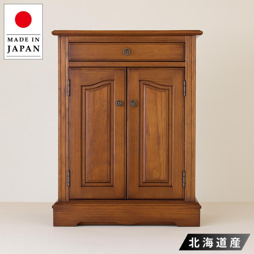 キャビネット 木製 無垢 サイドボード 幅60cm リビングボード 完成品