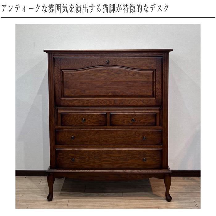 英国アンティーク猫脚ライティングビューロー/木製机/収納式デスク(90-65) ライティングデスク アンティーク ライティングビューロー おしゃれ