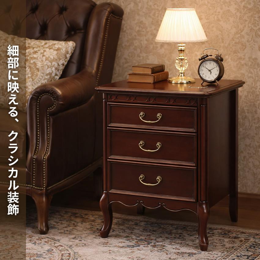 東海家具　ナイトテーブル　猫脚　木製　コンセント付き　完成品 東海家具工業 ナイトテーブル コンセント付き ベッドサイドテーブル