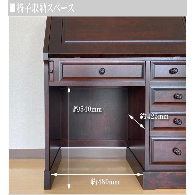 北海道民芸家具 ライティングデスク アンティーク ライティングビューロー 無垢 書斎机 高級 パソコンデスク おしゃれ｜interior-bagus｜08