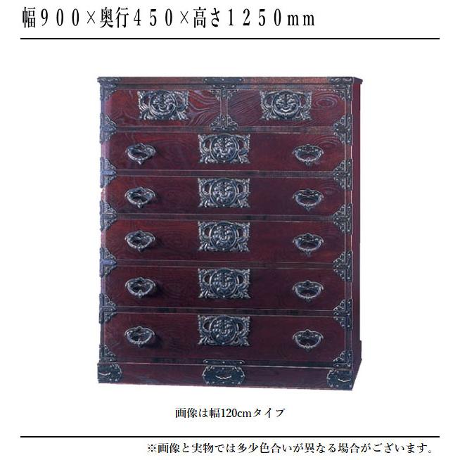 岩谷堂箪笥 桜木家具 整理箪笥 和風 和室 整理タンス 完成品 整理ダンス 漆塗り ハイチェスト 木製 無垢 欅 引き出し 収納 幅90cm 高級 国産 日本製｜interior-bagus｜02