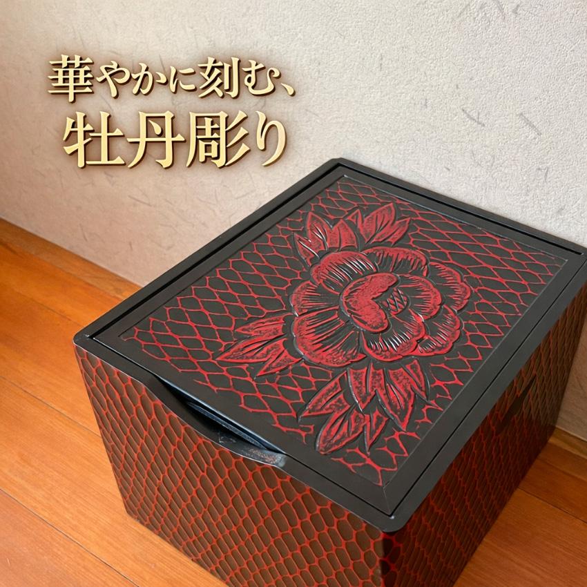 鎌倉彫 メイクボックス 鏡付き コスメボックス 持ち運び 化粧箱 木製